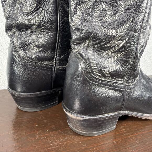 Vintage Dan Post Cowboy Boots Mens Size 10 D Black Leather Western 90s 16770 main image 8